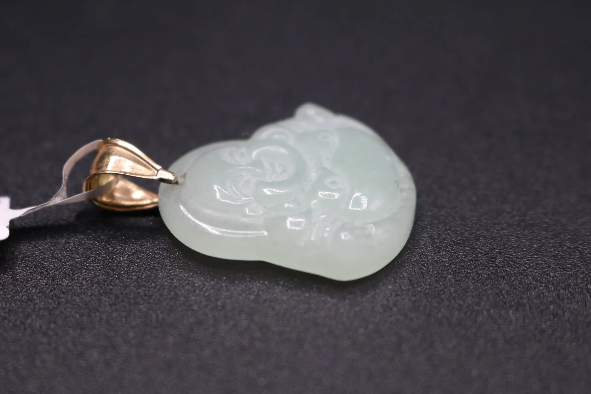 10K Yellow Gold Green Jade Buddha Charm (8.1 Grams)