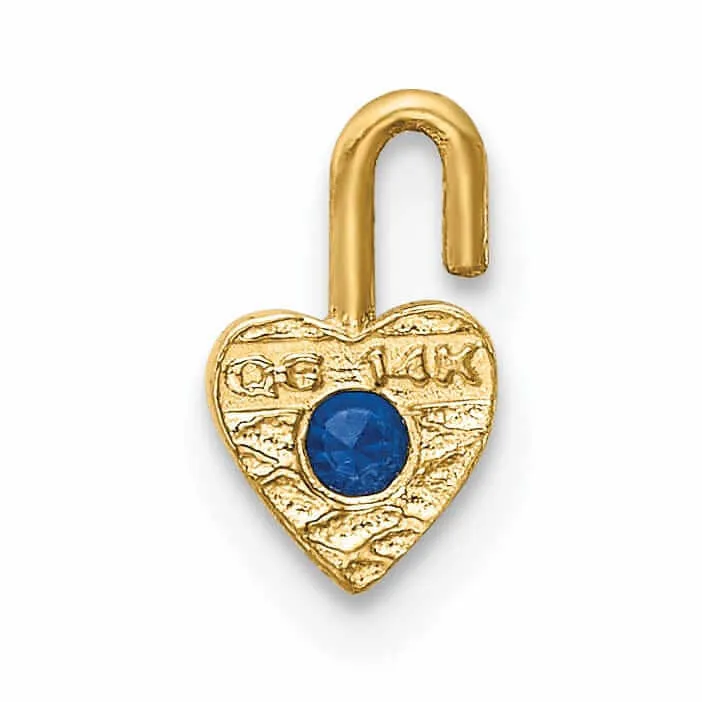 14 Yellow Gold September Birthstone Heart Charm