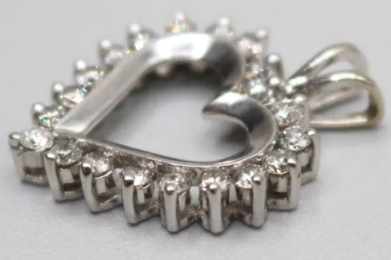 14K White Gold Diamond Heart Charm (3.4 Grams)