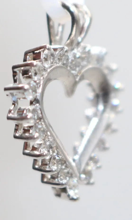 14K White Gold Diamond Heart Charm (3.4 Grams)