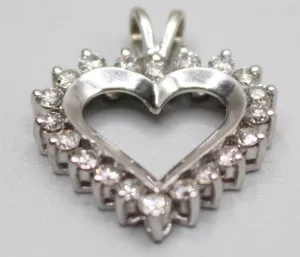 14K White Gold Diamond Heart Charm (3.4 Grams)