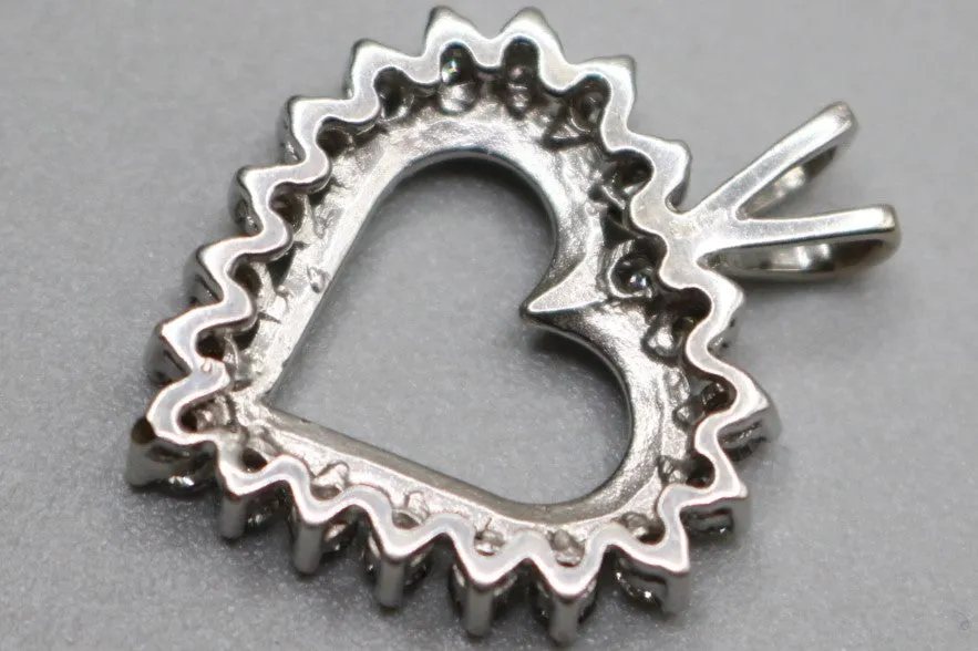 14K White Gold Diamond Heart Charm (3.4 Grams)