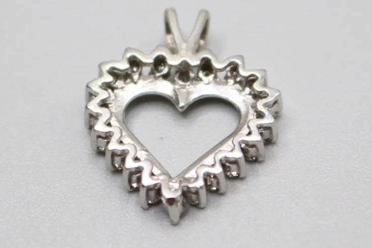 14K White Gold Diamond Heart Charm (3.4 Grams)