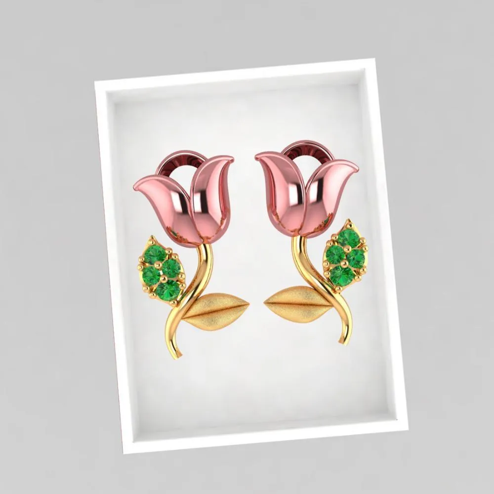 18k Yellow Designed Gold Earrings