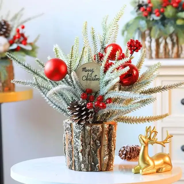 1Pcs Tabletop Exquisite Mini Christmas Tree Stump