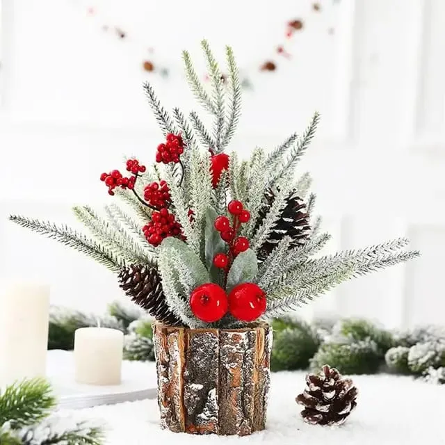 1Pcs Tabletop Exquisite Mini Christmas Tree Stump