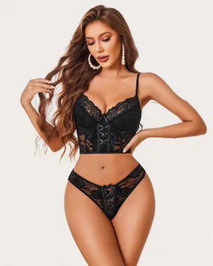 2 Piece Lace Lingerie Set with Bra and Panty Sets