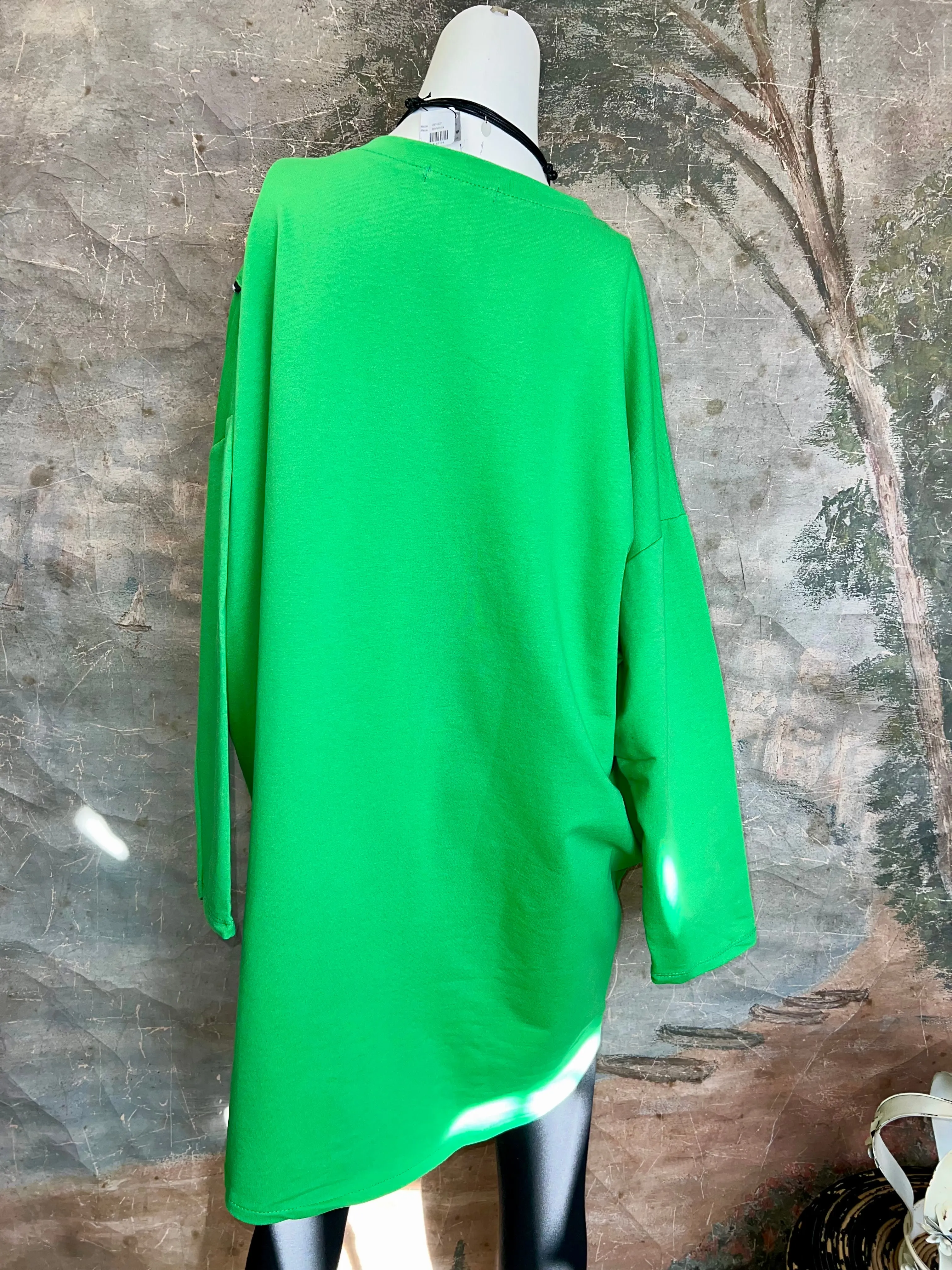 91201 Abstract Zip Pullover-Green