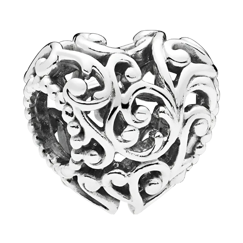 925 Silver Heart Charm 1.6g Preowned