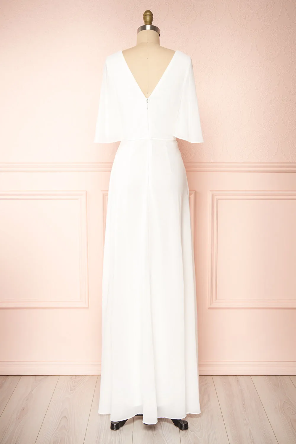 Adelphia Ivory | Short Sleeve Chiffon Maxi Dress