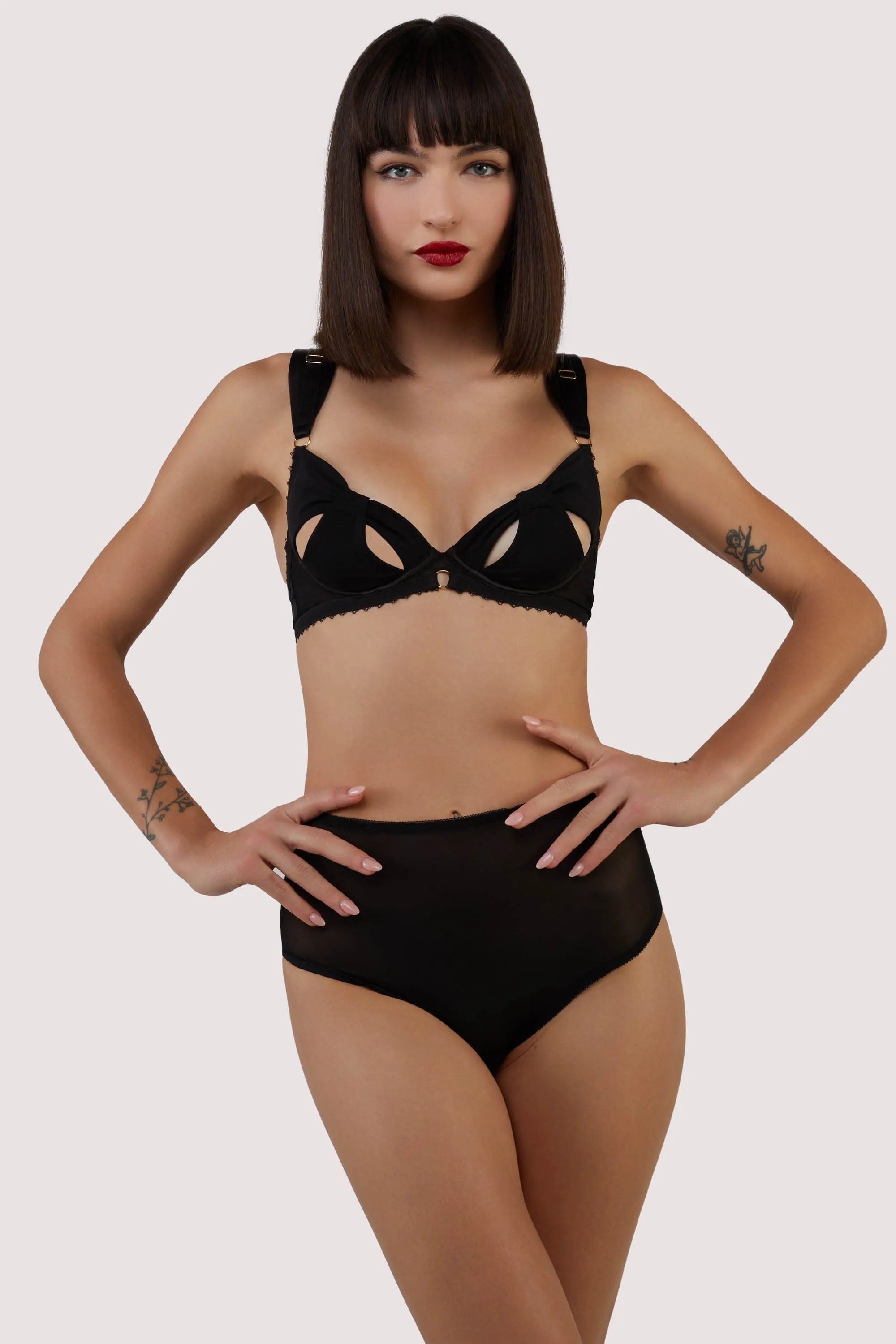 Anita Black Mesh Cut Out Bow Bra