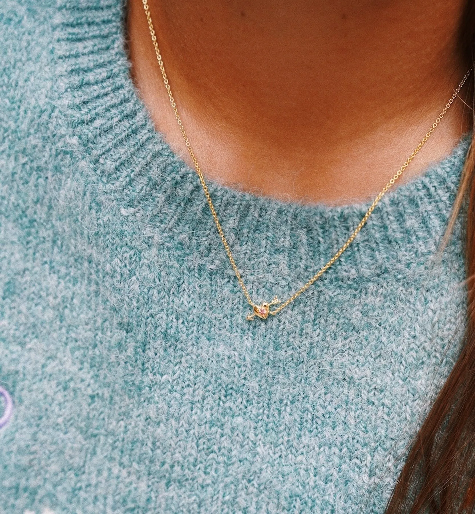 Arrowed Heart Necklace 14K