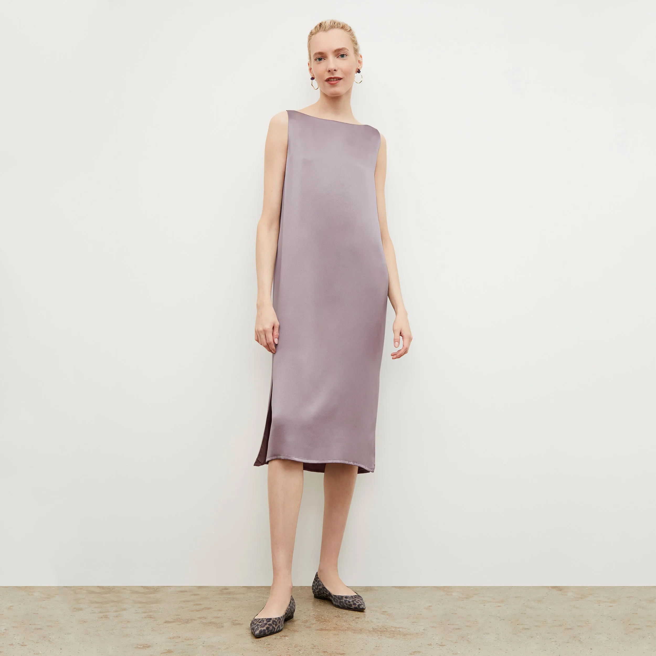 Bevin Dress - Washable Silk Charmeuse :: Wisteria