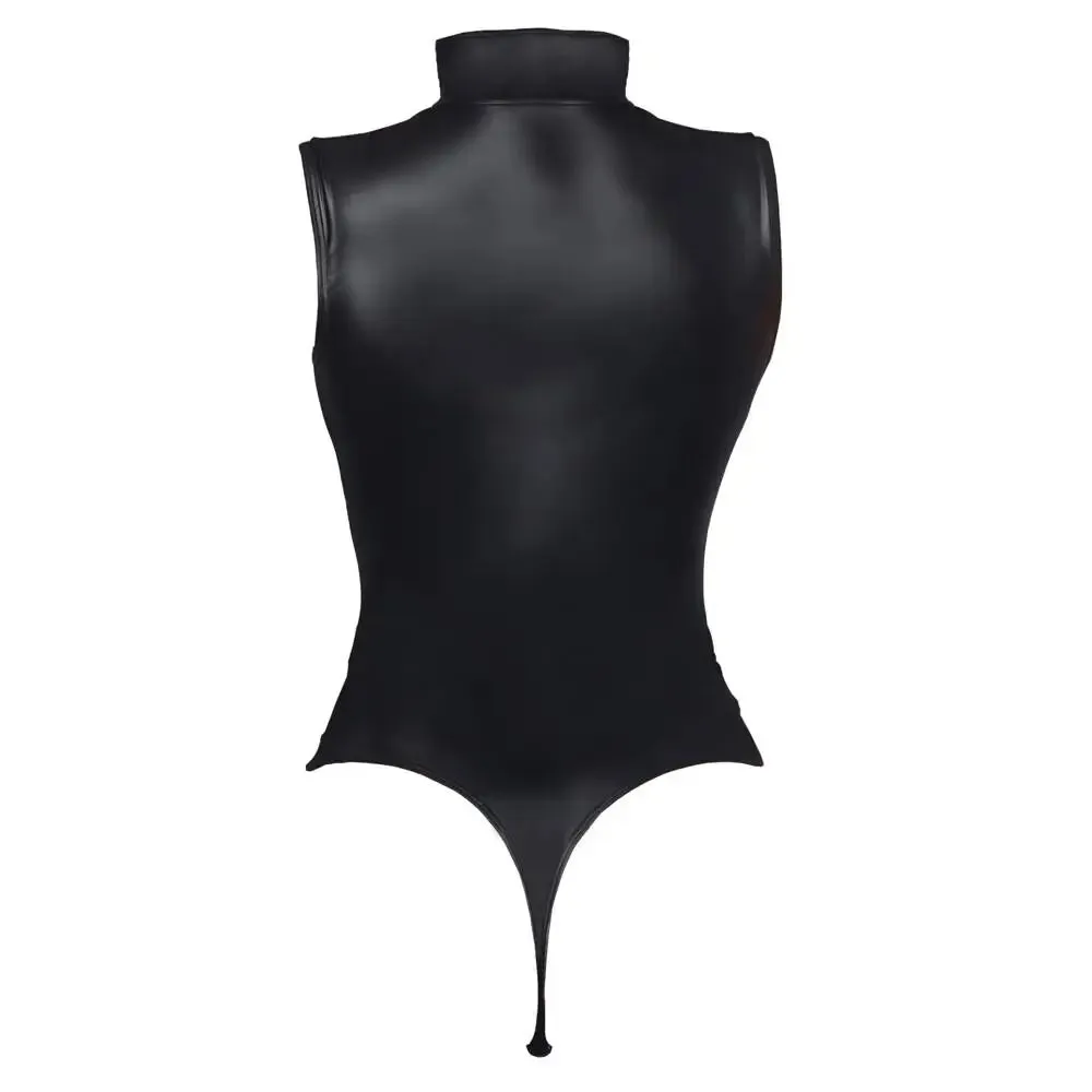 Cottelli Sexy Wet Look Bodysuit with Hook and Eye for Her