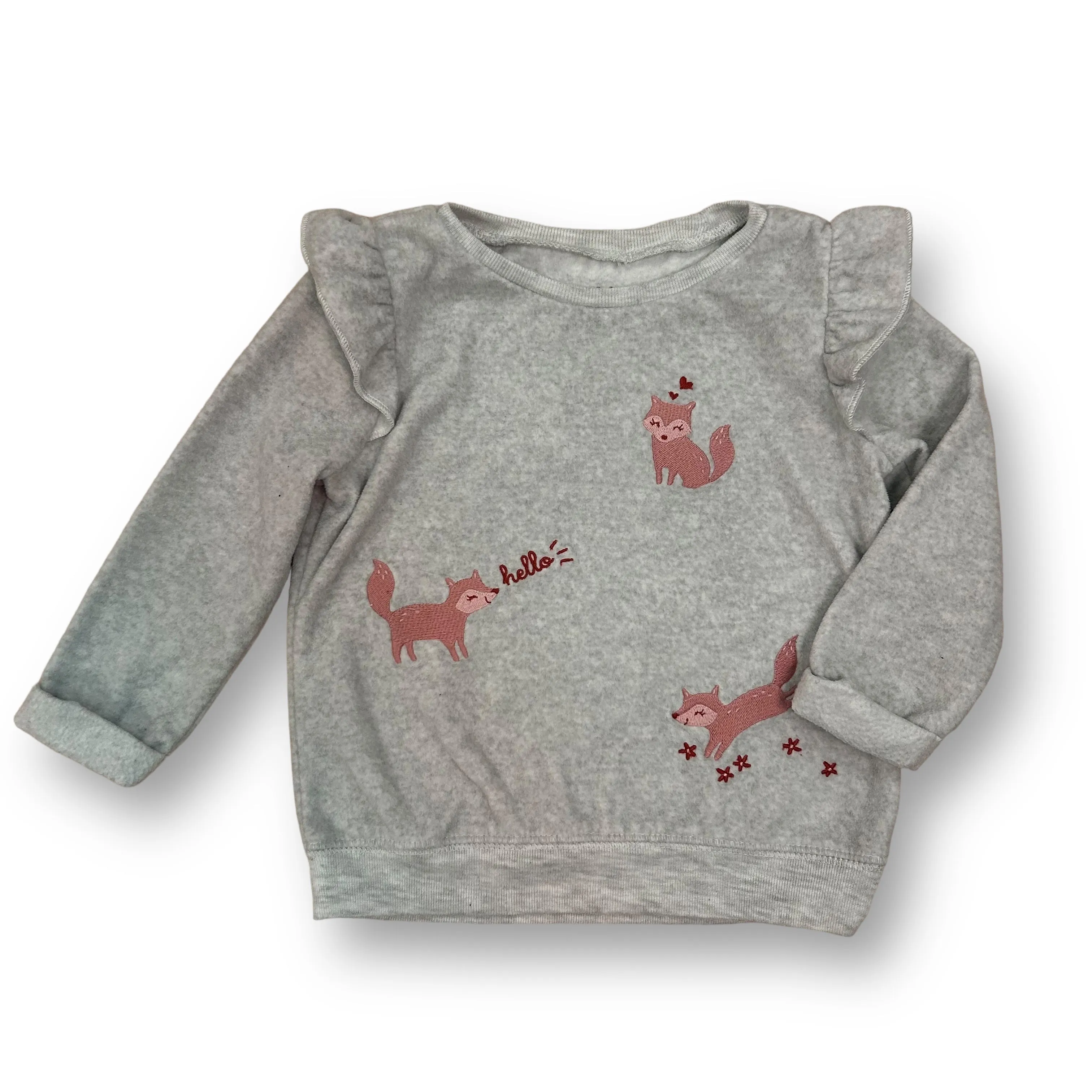 Girls Child of Mine Size 18 Months Light Gray Fox Sweatshirt