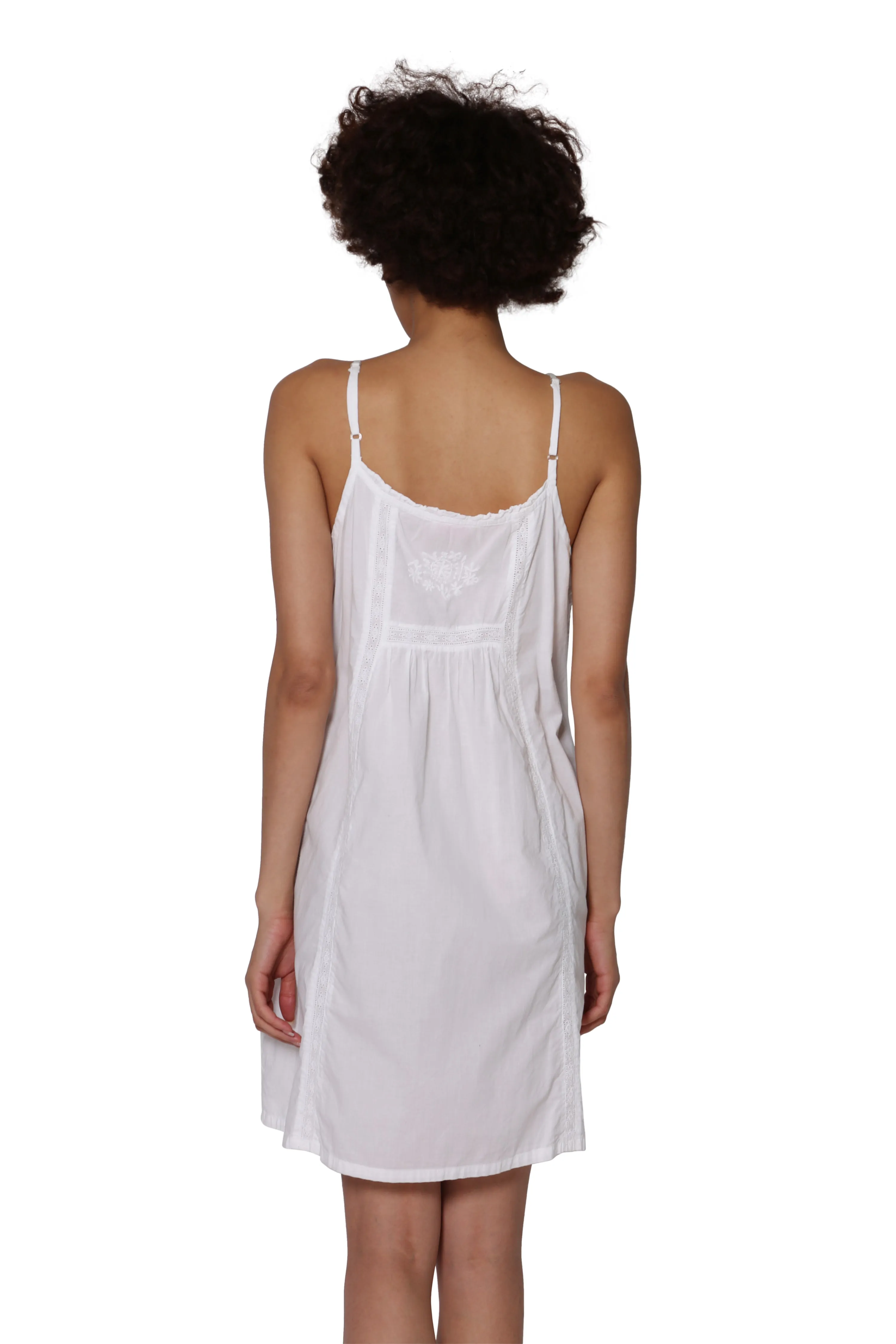 La Cera Embroidered Bib Sleeveless Chemise