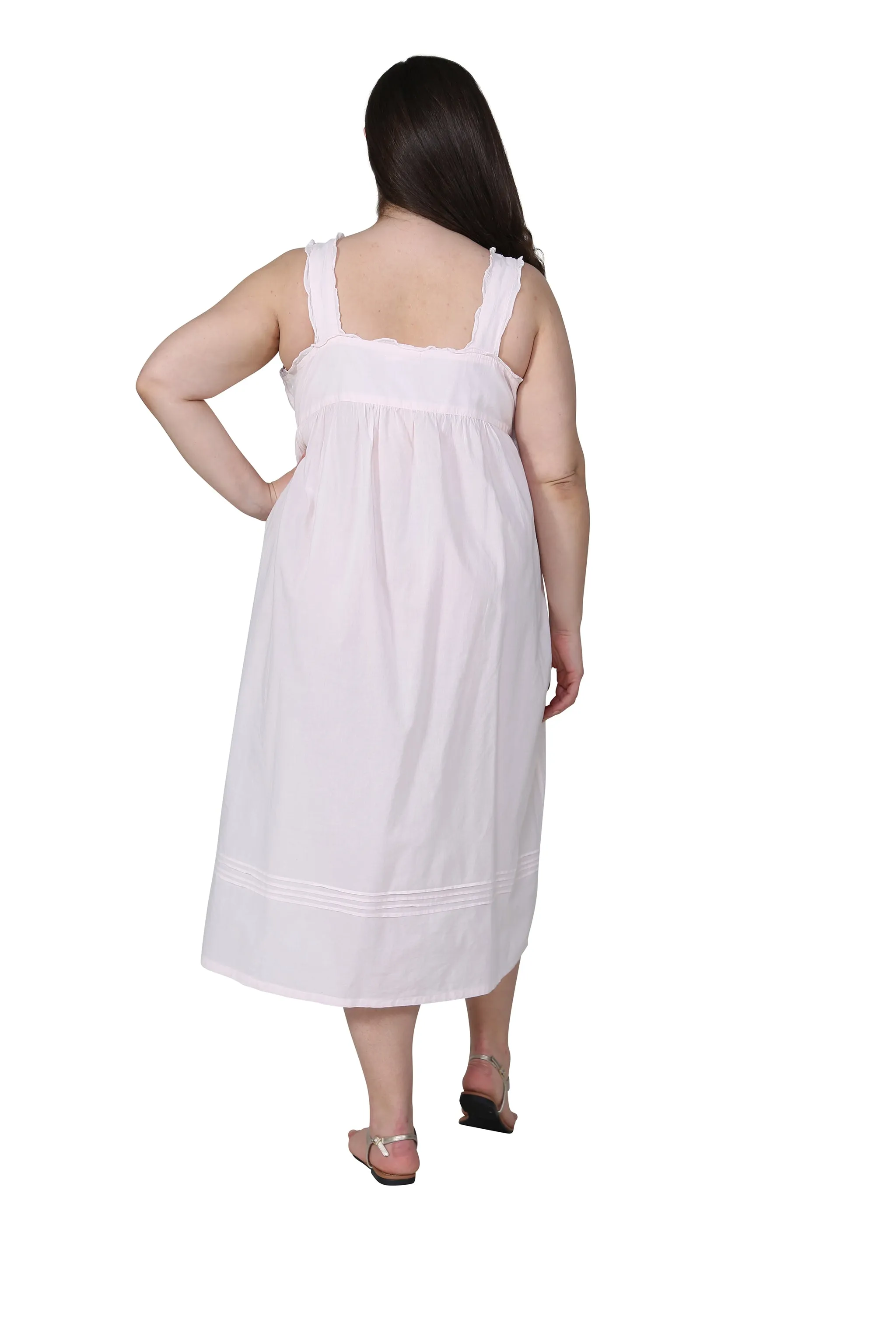 La Cera Plus Size Embroidered Sleeveless Pinafore Gown