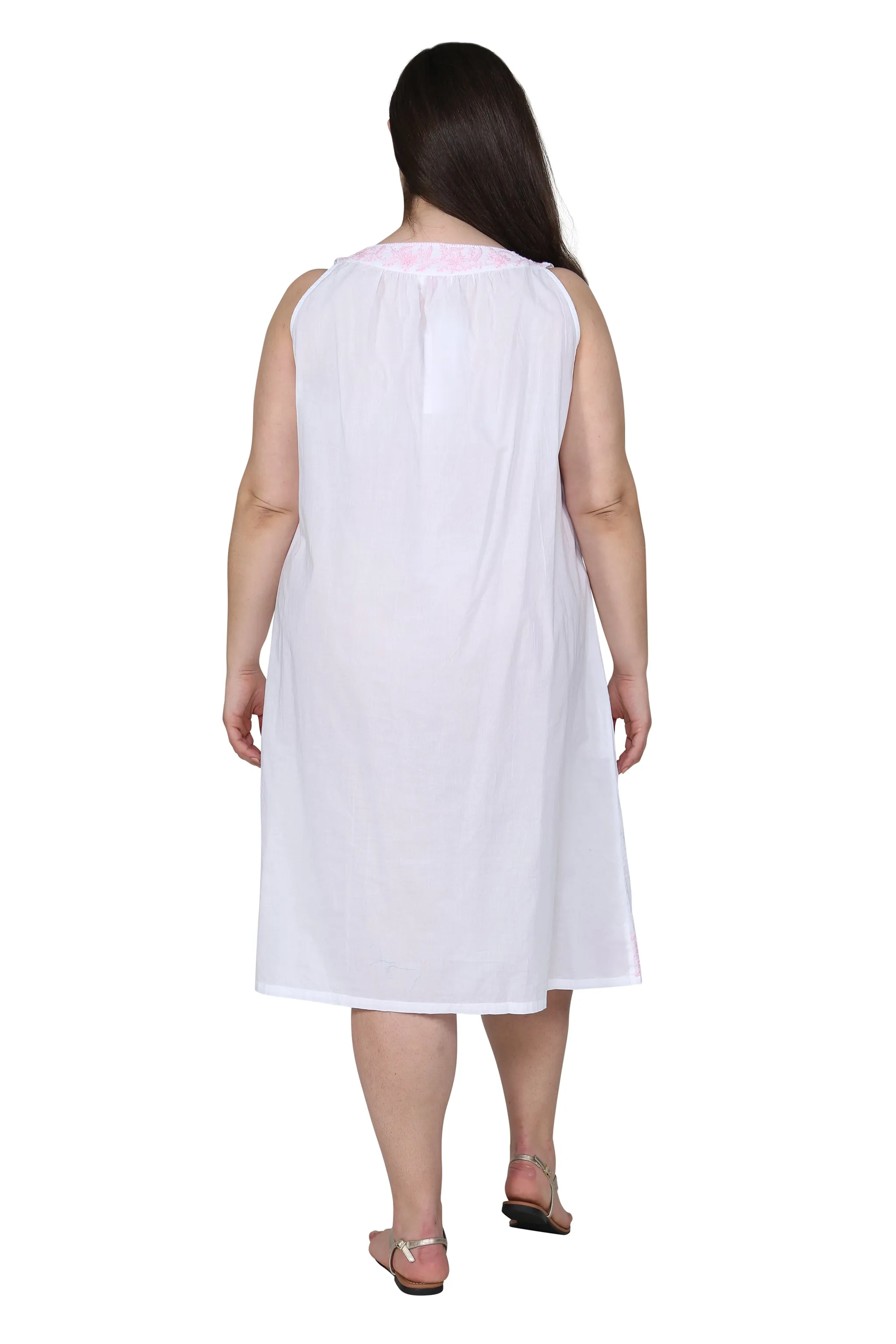 La Cera Plus Size Sleeveless Gown With Contrast Embroidery