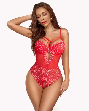 Lace One Piece Criss Cross Bodysuit