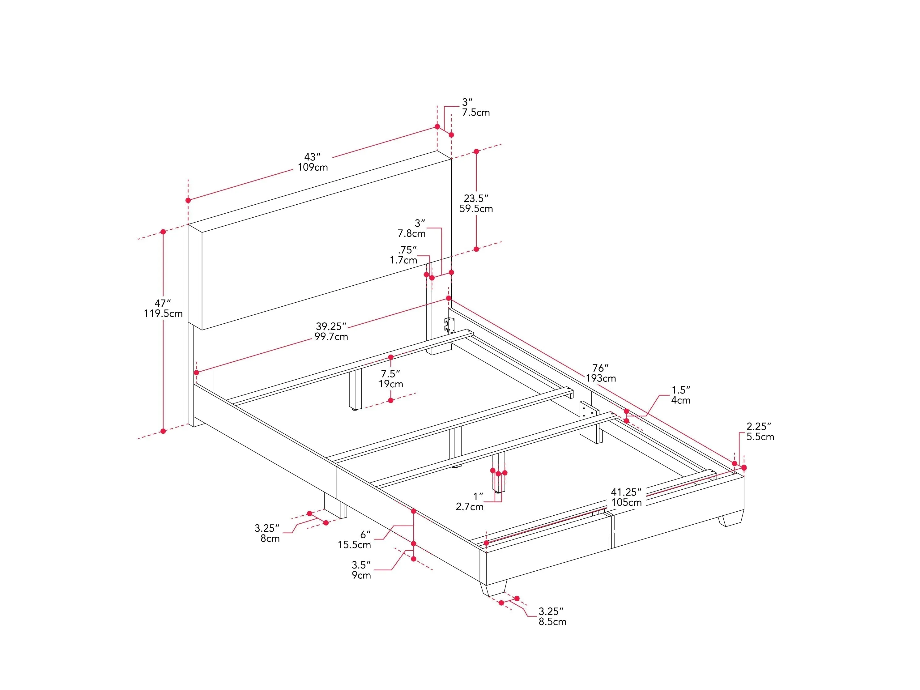 Light Grey Modern Twin/Single Bed