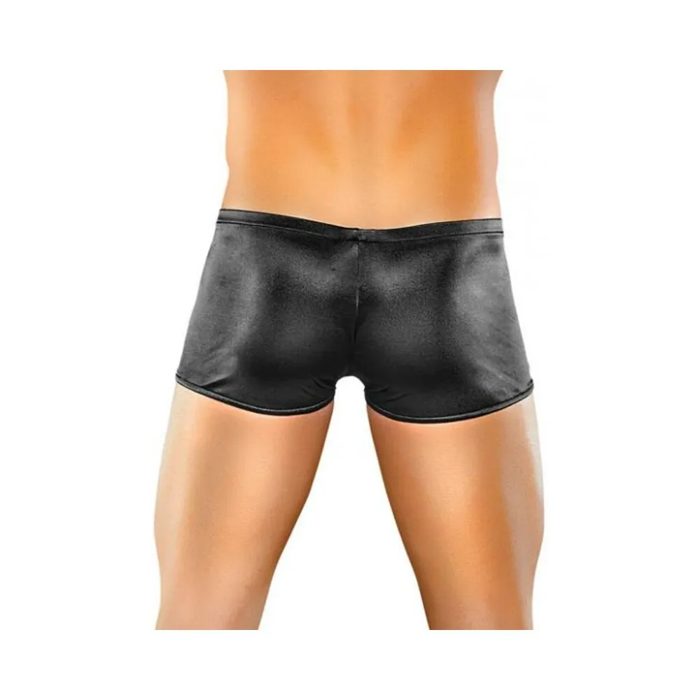 Male Power Satin Lycra Boxer Shorts Black Medium