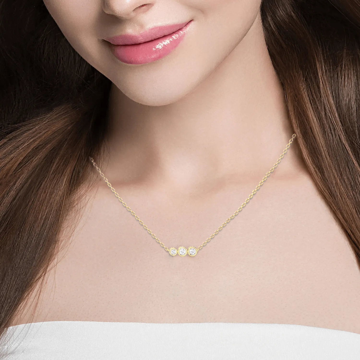 Multi-Stone Lab Grown Diamond Three Stone Necklace