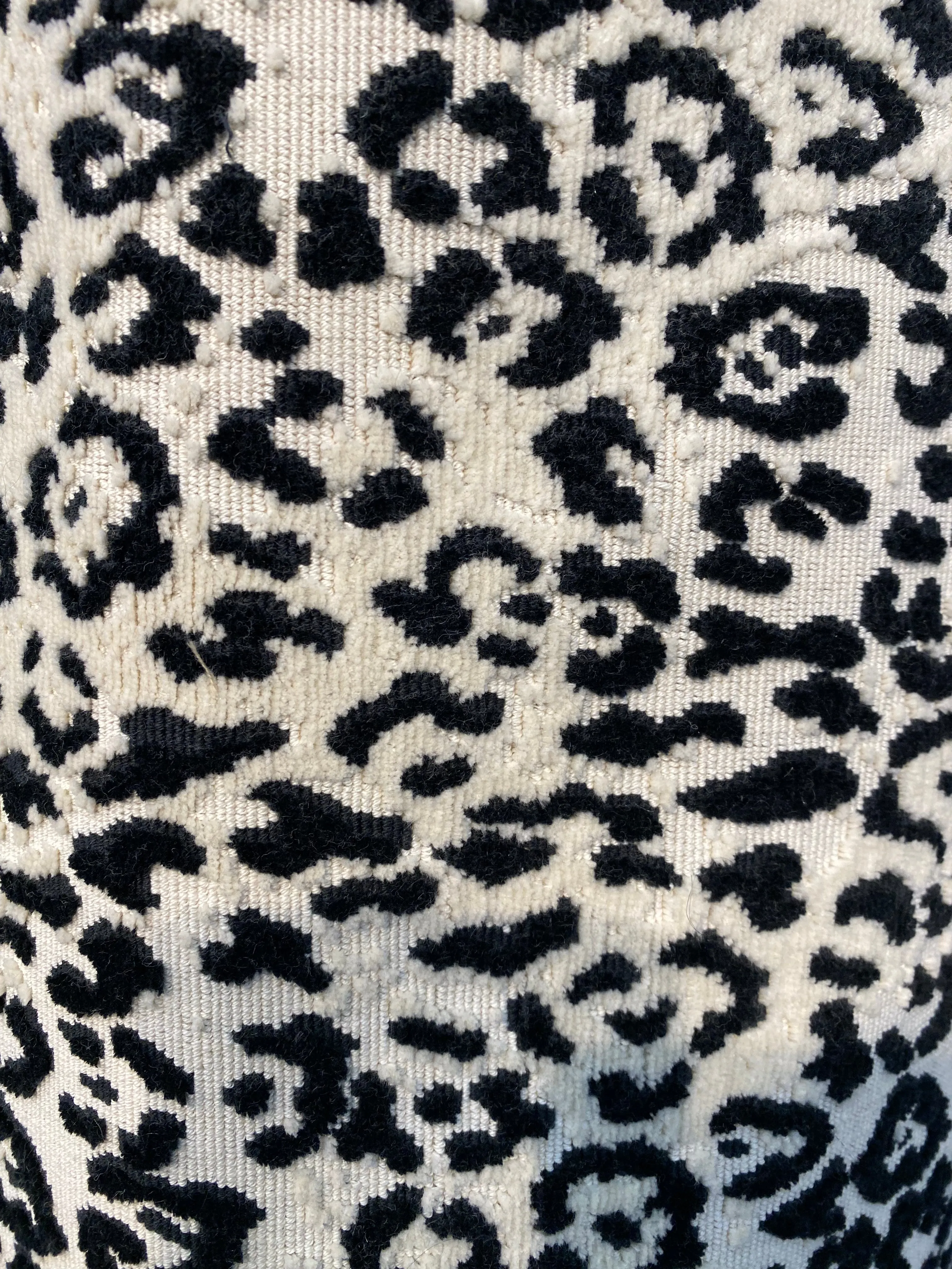 NEW Duchess Logan Snow Leopard Novelty Upholstery Velvet White and Black