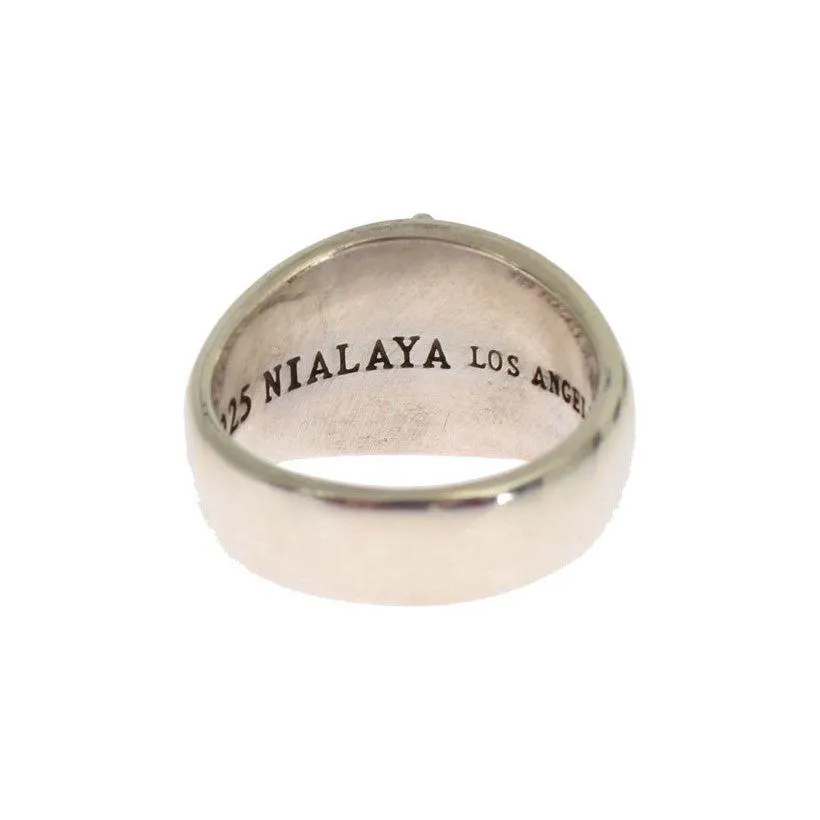 Nialaya Exquisite Silver Statement Ring for Men