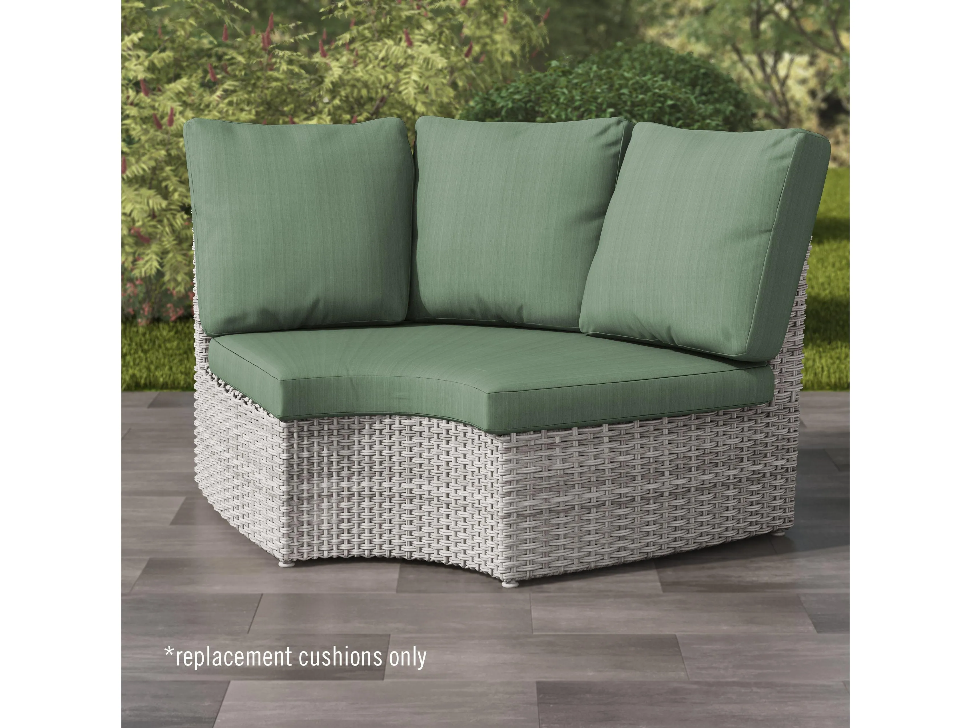 Replacement Back & Seat Round Corner Sectional Cushions 4pc - Green