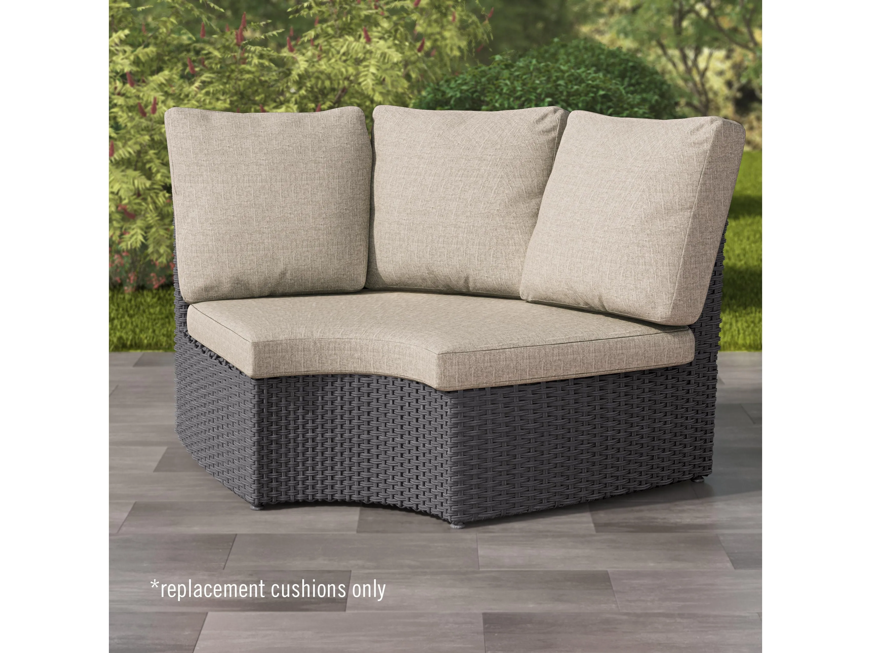 Replacement Back & Seat Round Corner Sectional Cushions 4pc - Grey